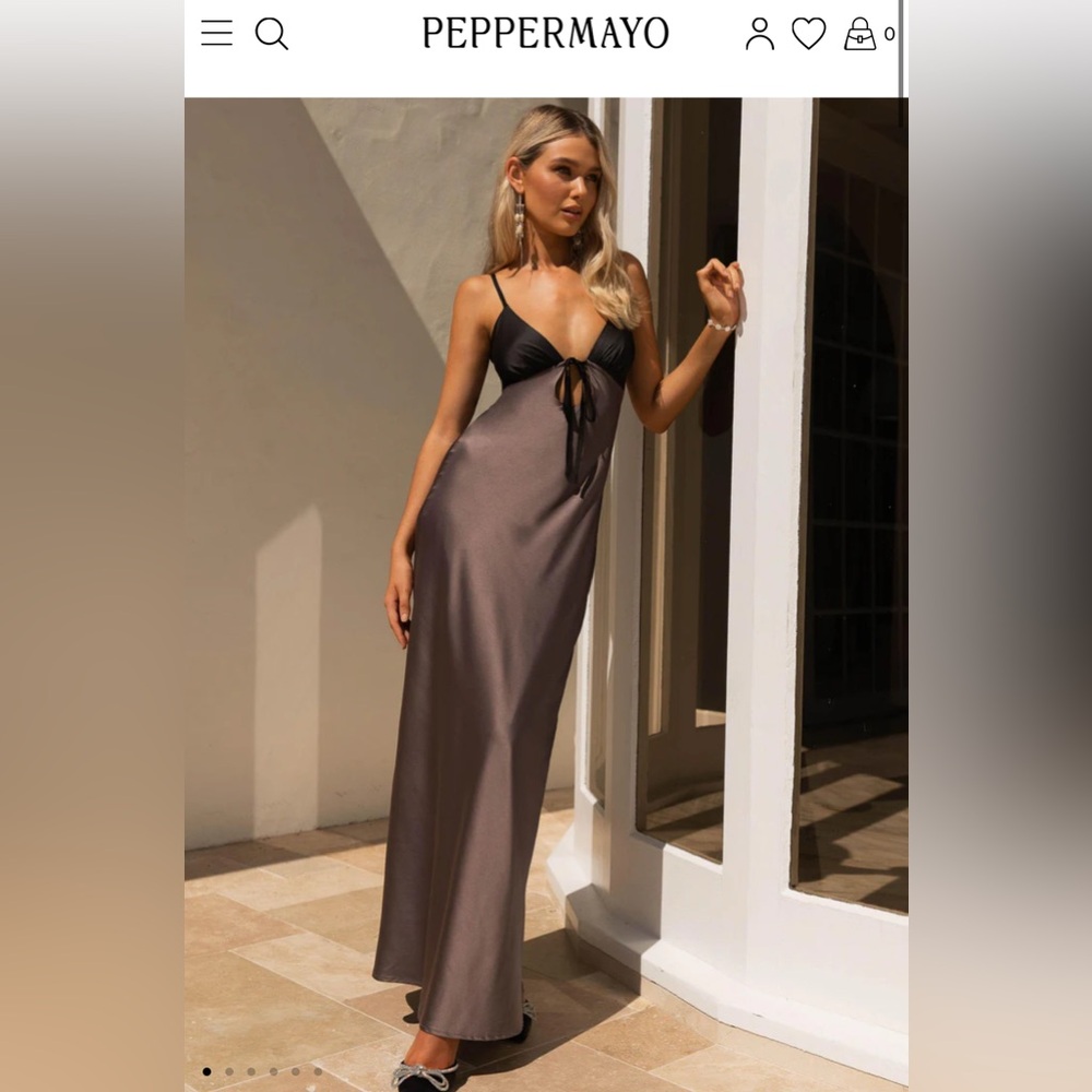 Peppermayo - Flora Satin Maxi Dress - Steel me Away